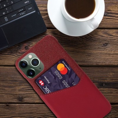 Apple iPhone 14 Pro „KSQ“ Shell sarkans ādas apvalks ar iebūvētu karšu turētāju | Vacins.lv