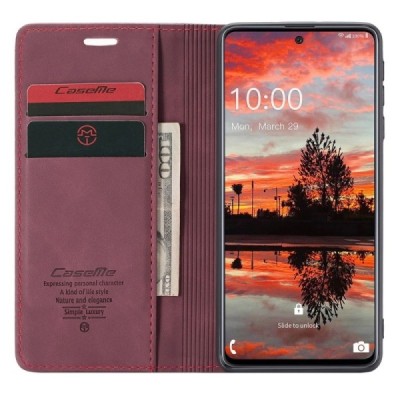 Samsung Galaxy A33 5G (SM-A336E) CaseMe Retro solidus atverčiamas bordo odinis dėklas - knygutė | Priedai.lt