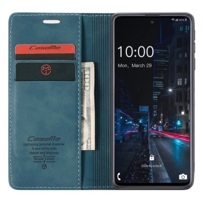 Samsung Galaxy A33 5G (SM-A336E) CaseMe Retro solidus atverčiamas žalias odinis dėklas - knygutė | Priedai.lt