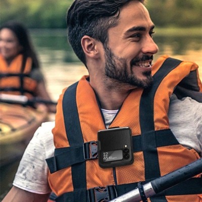 Samsung Galaxy Z Flip3 (F711) Rotary Belt Clip melns plastika apvalks | vacins.lv