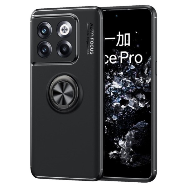 „FOCUS“ Kickstand cieta silikona (TPU) apvalks - melns (OnePlus 10T)