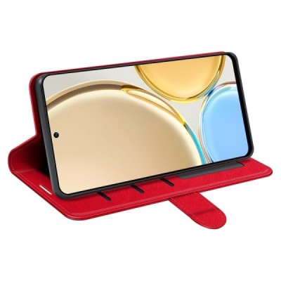 Huawei Honor Magic 4 Lite 5G atvēramais ādas sarkans maciņš (maks) | Vacins.lv