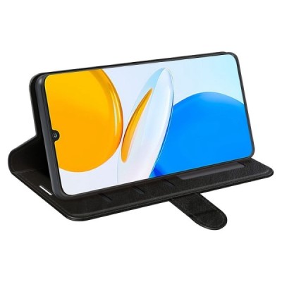 Huawei Honor X7 atverčiamas juodas odinis dėklas - piniginė | Priedai.lt