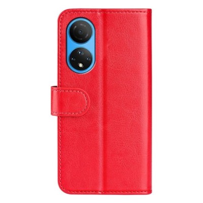 Huawei Honor X7 atverčiamas raudonas odinis dėklas - piniginė | Priedai.lt