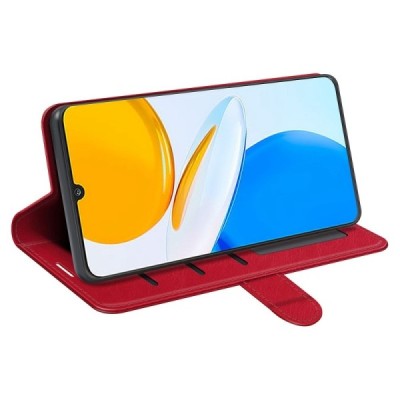 Huawei Honor X7 atverčiamas raudonas odinis dėklas - piniginė | Priedai.lt