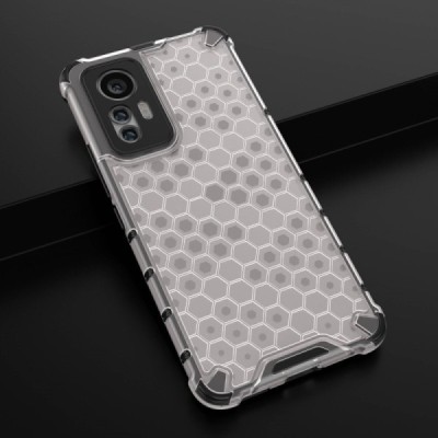 Honeycomb sustiprintos apsaugos Xiaomi 12 Lite skaidrus kieto silikono (TPU) ir plastiko dėklas | Priedai.lt