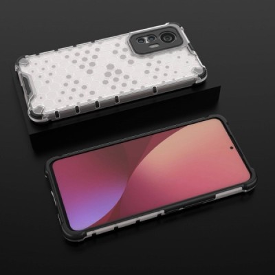 Honeycomb sustiprintos apsaugos Xiaomi 12 Lite skaidrus kieto silikono (TPU) ir plastiko dėklas | Priedai.lt