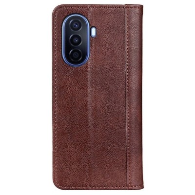 Huawei Nova Y70 brūns ādas atvērams maciņš ar magnetu | Vacins.lv