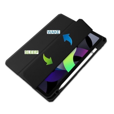 Apple iPad Air 4 10.9" (2020, 2022) „Deluxe“ atvēramais melns maciņš | Vacins.lv