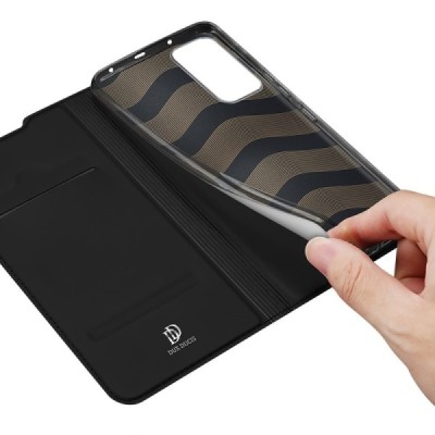 „Dux Ducis“ Skin serijos Xiaomi 12 Lite juodas odinis atverčiamas dėklas | Priedai.lt
