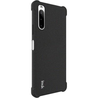 Sony Xperia 10 IV Imak pastiprinātas aizsardzības cieta silikona (TPU) melns vāciņš + ekrāna aizsargplēve | Vacins.lv