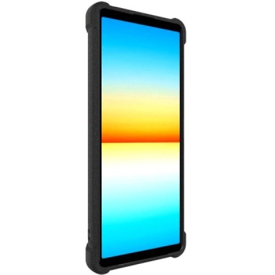 Sony Xperia 10 IV Imak pastiprinātas aizsardzības cieta silikona (TPU) melns vāciņš + ekrāna aizsargplēve | Vacins.lv