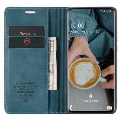 Samsung Galaxy S20 (G980) CaseMe Retro solīds atvēramais ādas zaļš maciņš - maks | Vacins.lv