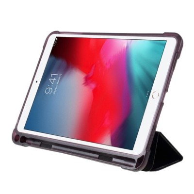 Apple iPad Mini (iPad Mini 2, iPad Mini 3, iPad Mini 4, iPad Mini 5) atvēramais melns maciņš - maks ar vietu, kur ielikt stylus 