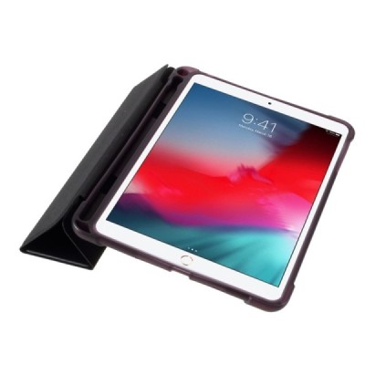 Apple iPad Mini (iPad Mini 2, iPad Mini 3, iPad Mini 4, iPad Mini 5) atvēramais melns maciņš - maks ar vietu, kur ielikt stylus 