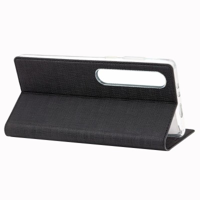 Xiaomi Mi 10 (Mi 10 Pro) „Vili“ atvērams melns ādas maciņš | Vacins.lv