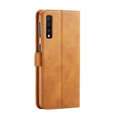 Samsung Galaxy A7 2018 „Lc.Imeeke“ gaiši brūns ādas atvērams maciņš | Vacins.lv