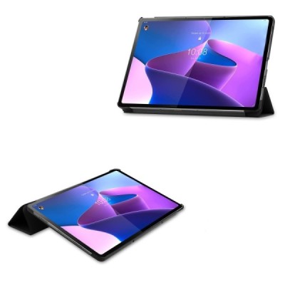 Lenovo Tab P12 Pro 12.6" (Q706F) atverčiamas juodas odinis dėklas (sulankstomas) | Priedai.lt