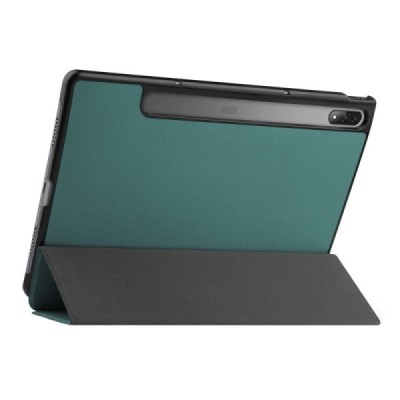 Lenovo Tab P12 Pro 12.6" (Q706F) atverčiamas žalias odinis dėklas (sulankstomas) | Priedai.lt