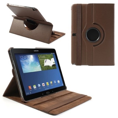 Samsung Galaxy Note 10.1 2014 P600 (P605) atvēramais brūns ādas futrālis, grozās 360° grādu apjomā / Vacins.lv