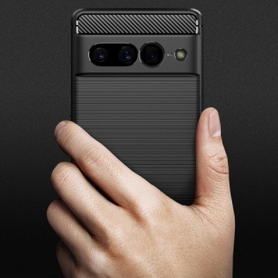 Google Pixel 7 Pro „Carbon“ cieta silikona (TPU) melns vāciņš | Vacins.lv