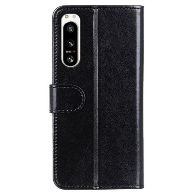 Sony Xperia 5 IV atvēramais ādas melns maciņš (maks) | Vacins.lv