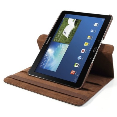 Samsung Galaxy Note 10.1 2014 P600 (P605) atvēramais brūns ādas futrālis, grozās 360° grādu apjomā / Vacins.lv