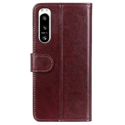 Sony Xperia 5 IV atvēramais ādas brūns maciņš (maks) | Vacins.lv