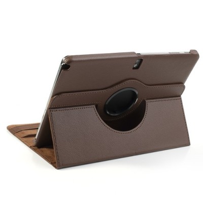 Samsung Galaxy Note 10.1 2014 P600 (P605) atvēramais brūns ādas futrālis, grozās 360° grādu apjomā / Vacins.lv
