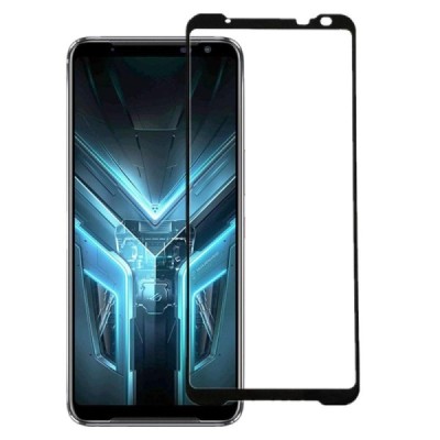 Asus Rog Phone 3 (ZS661KS) „Premium“ 9H Tempered Glass sustiprintos apsaugos juodas pilnai dengiantis apsauginis ekrano stiklas 
