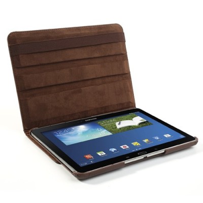 Samsung Galaxy Note 10.1 2014 P600 (P605) atvēramais brūns ādas futrālis, grozās 360° grādu apjomā / Vacins.lv