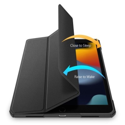 Apple iPad 10.9" (2022, 10-tās paaudzes) (A2757, A2777) „Dux Ducis“ Copa atvēramais melns maciņš - maks | Vacins.lv