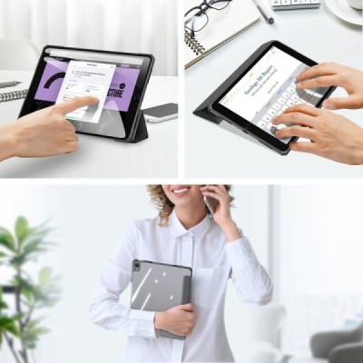 Apple iPad 10.9" (2022, 10-tās paaudzes) (A2757, A2777) „Dux Ducis“ Copa atvēramais melns maciņš - maks | Vacins.lv