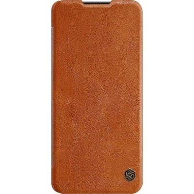 Prabangus „Nillkin“ Qin serijos rudas odinis atverčiamas Samsung Galaxy A23 5G (SM-A236B, SM-A235F) dėklas | Priedai.lt