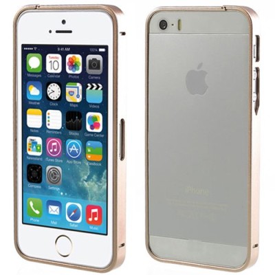 Stilingas šampaninis Apple iPhone SE (5, 5s) rėmelis - kraštų apvadas (bamperis) / Priedai.lt