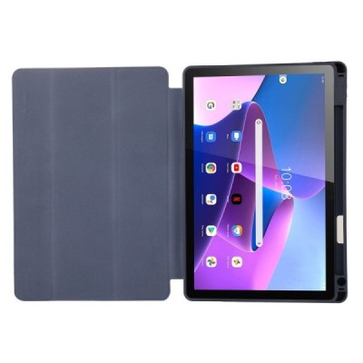 Lenovo Tab M10 Plus 10.6" Gen 3 atvēramais melns maciņš - maks ar vietu, kur ielikt stylus | Vacins.lv