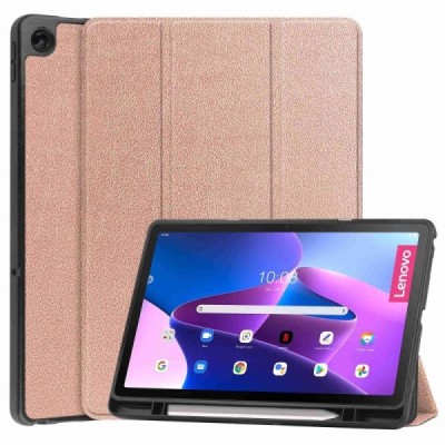 Lenovo Tab M10 Plus 10.6" Gen 3 atvēramais zelta maciņš - maks ar vietu, kur ielikt stylus | Vacins.lv