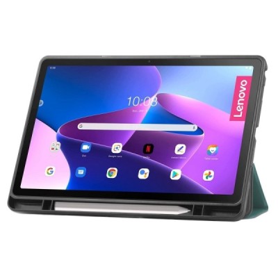 Lenovo Tab M10 Plus 10.6" Gen 3 atvēramais zaļš maciņš - maks ar vietu, kur ielikt stylus | Vacins.lv