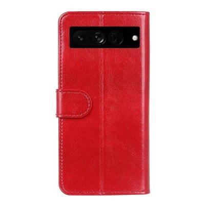 Google Pixel 7 Pro atverčiamas raudonas odinis dėklas - piniginė | Priedai.lt