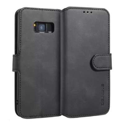 Samsung Galaxy S8 (G950) atvēramais ādas melns retro maciņš (maks) | Vacins.lv