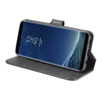 Samsung Galaxy S8 (G950) atvēramais ādas melns retro maciņš (maks) | Vacins.lv