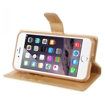 Mercury Blue Moon Fix atverčiamas Apple iPhone 7 (iPhone 8) auksinis odinis dėklas - piniginė | Priedai.lt