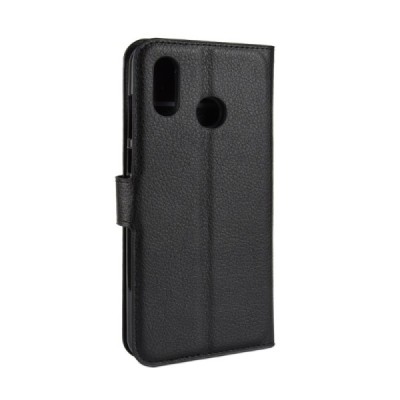 Huawei Honor Play atverčiamas juodas odinis Litchi dėklas - piniginė | Priedai.lt