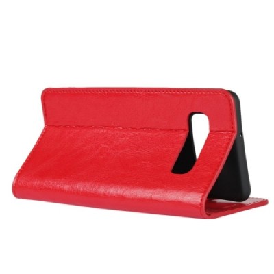 „Deluxe“ Samsung Galaxy S10+ (G975) sarkans ādas atvērams maciņš | Vacins.lv