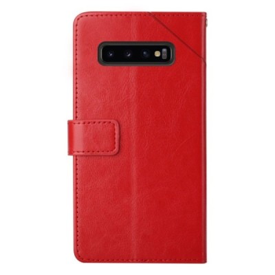 Samsung Galaxy S10+ (G975) „Line“ atvēramais ādas sarkans maciņš (maks) | Vacins.lv