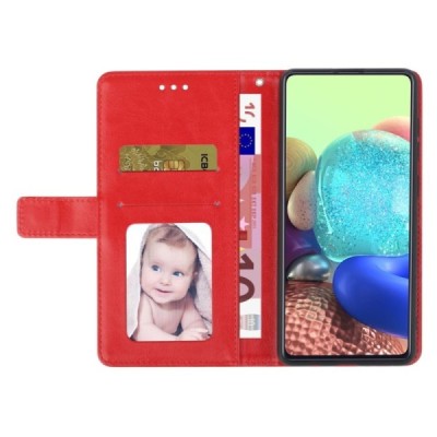 Samsung Galaxy S10+ (G975) „Line“ atvēramais ādas sarkans maciņš (maks) | Vacins.lv