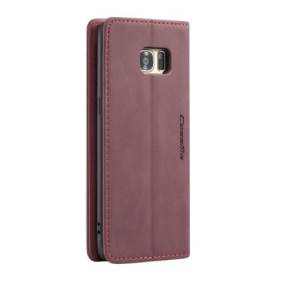 Samsung Galaxy S7 Edge (G935) CaseMe Retro solīds atvēramais ādas bordo maciņš - maks | Vacins.lv