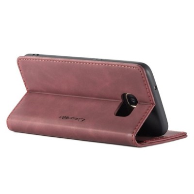 Samsung Galaxy S7 Edge (G935) CaseMe Retro solīds atvēramais ādas bordo maciņš - maks | Vacins.lv