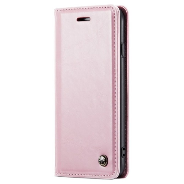 „CaseMe“ Leather solīds atvēramais ādas maciņš - rozs (iPhone 6 / 7 / 8 / SE 2020 / SE 2022)