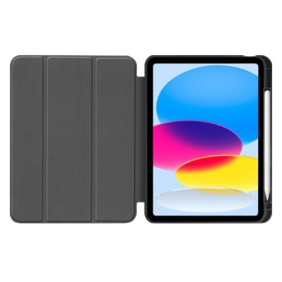 Apple iPad 10.9" 2022 (A2757, A2777) atvēramais melns maciņš - maks ar vietu, kur ielikt stylus | Vacins.lv